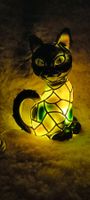 Katze Tisch-Lampe Tiffany Style mit USB-Anschluss