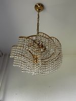 Schöne Hängelampe / Lampe mit Glassteinen, goldfarben!