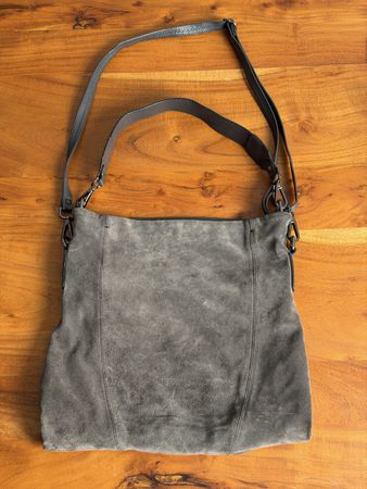 Pierre Cardin Wildleder Tasche Grau Schwarz - Made in Italy 