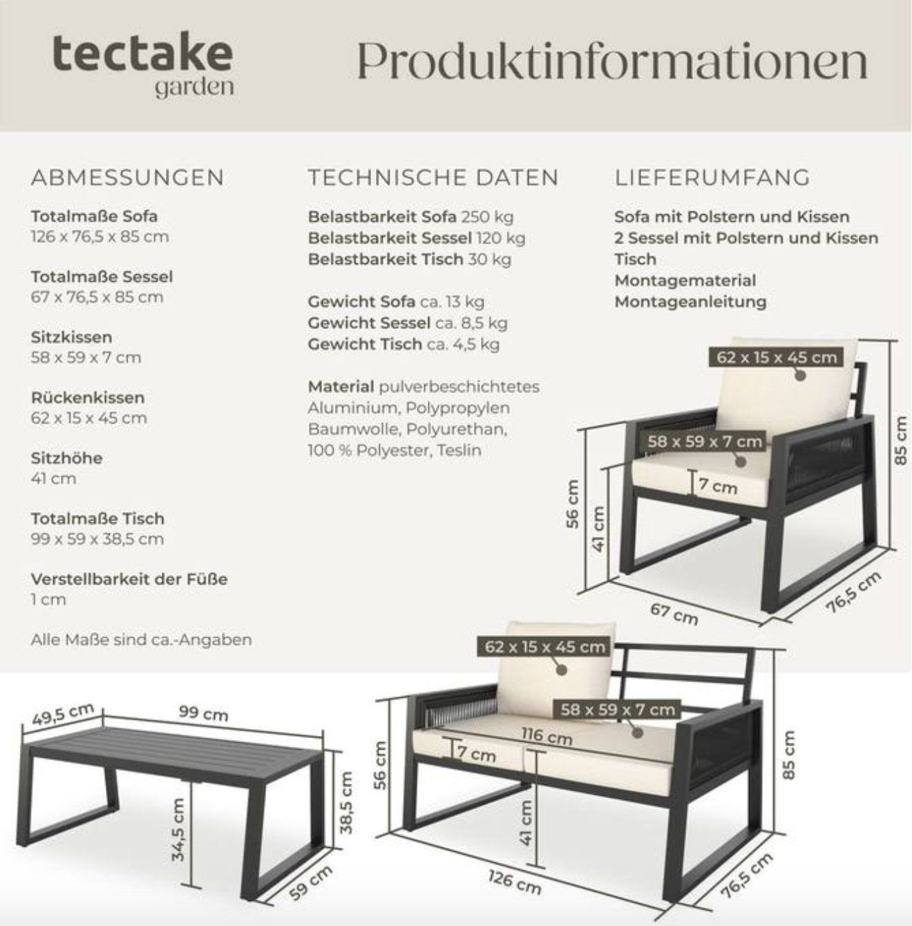 Divani: Garten-Lounge Set Captive - Gratis Versand – Nuovo e nell'imballaggio originale da Kleinwangen venduto da meinwarenkorb.ch 5