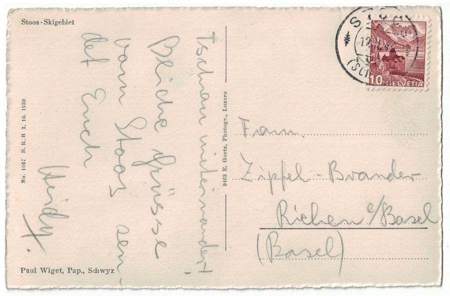 Cartoline postali: Stoos-Skigebiet, gelaufen 1946 – Usato da Frauenfeld venduto da POML 1
