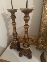 Antikes Paar Kerzenständer aus Holz, ca. 1850–1900