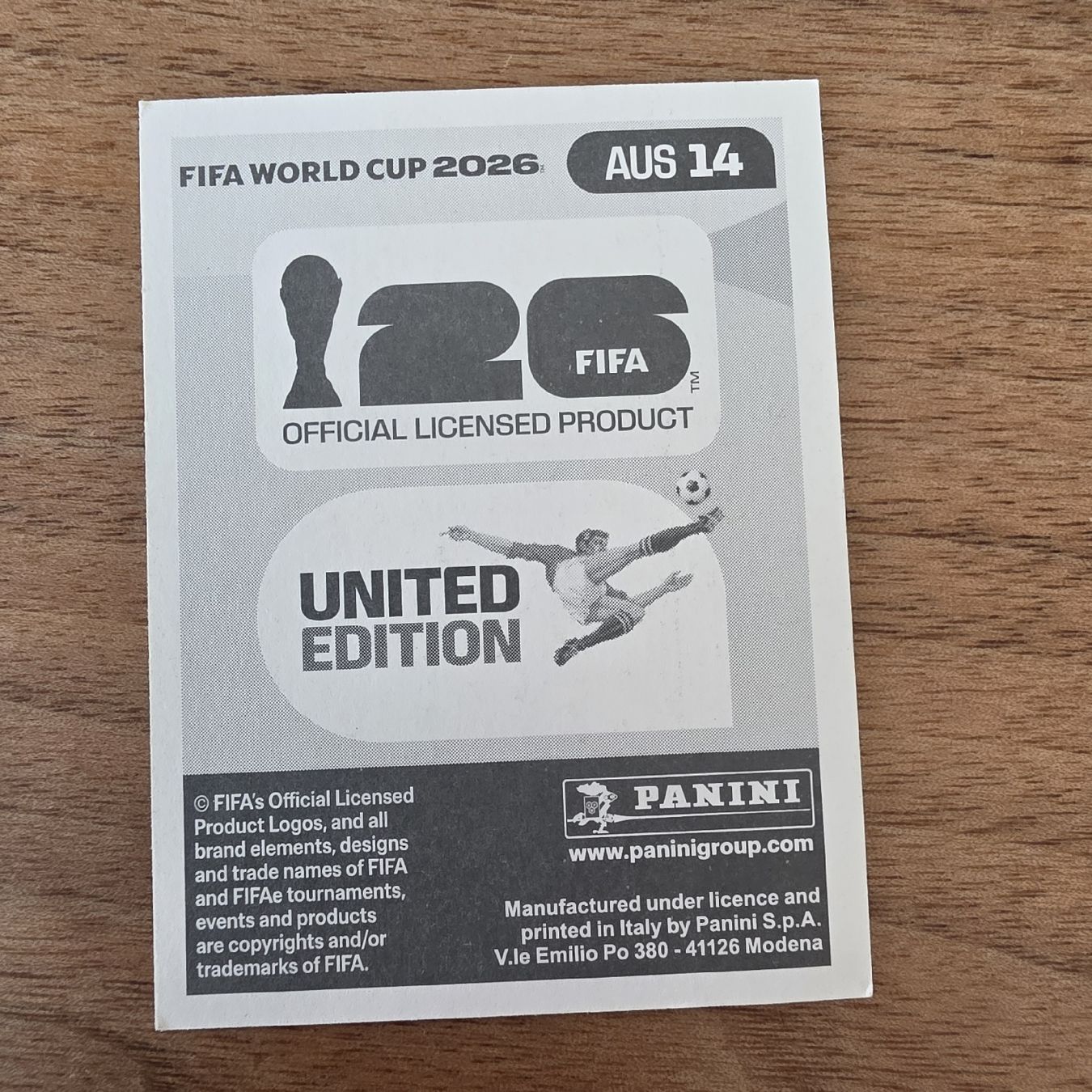 Panini Sammelbilder & Trading cards: Panini AUS14 Aiden O'Neill  – Neu und originalverpackt aus Buchs AG von LogoParts 1