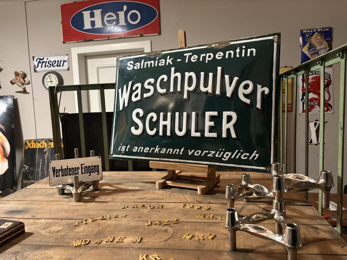 Schilder: Emailschild, Waschpulver Schuler, CH Schild, uralt – Gebraucht aus Staufen von timelessvintage 4