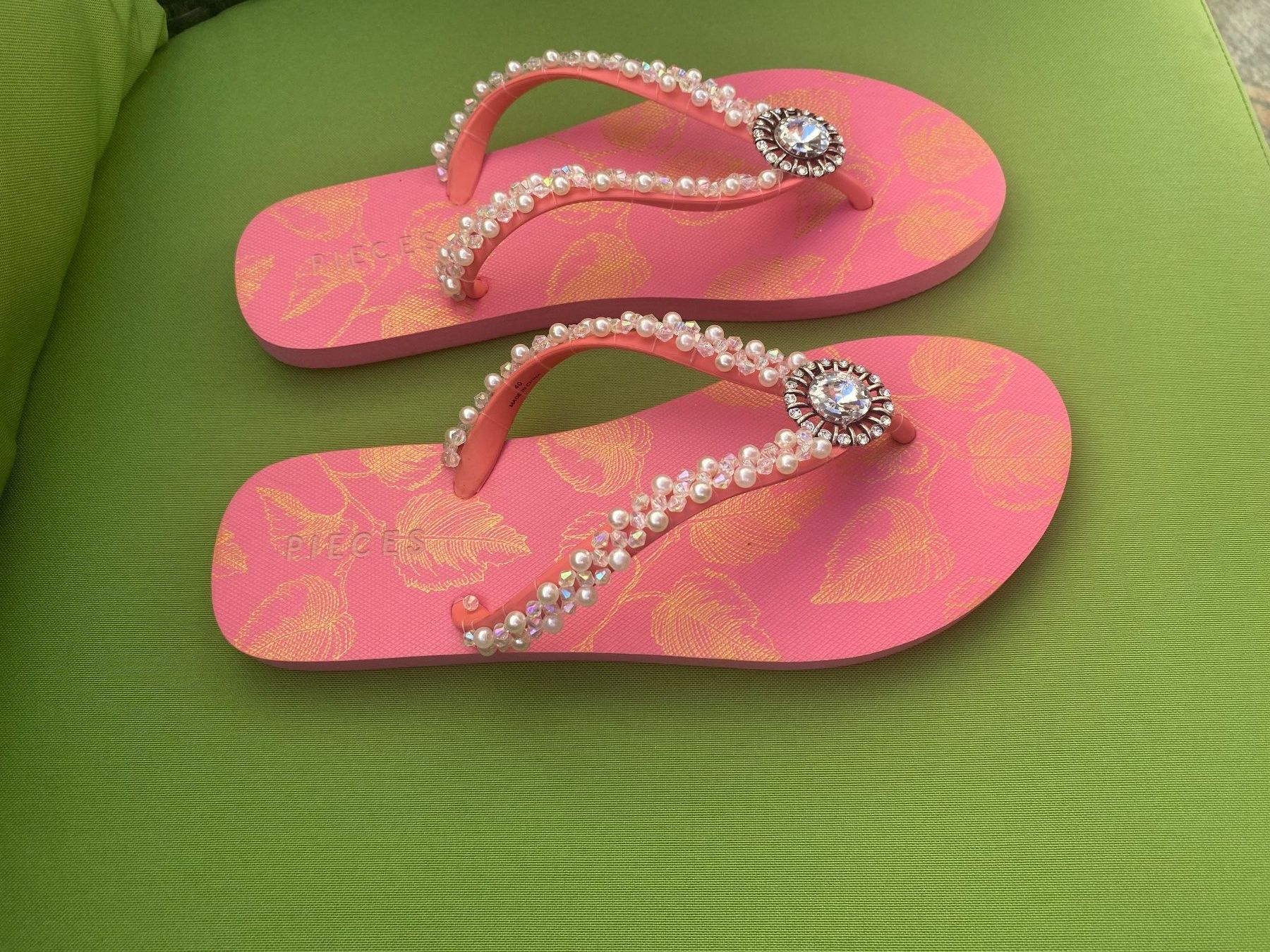 Pieces Scarpe da donna: SUMMERTIME - stylische Flip-Flops mit Perlen, rosa, 39/40 – Nuovo e nell'imballaggio originale da Winkel venduto da ferrari2022 1