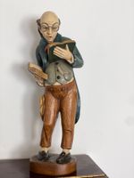 Bücherwurm Holzfigur geschnitzt, Skulptur 45 cm