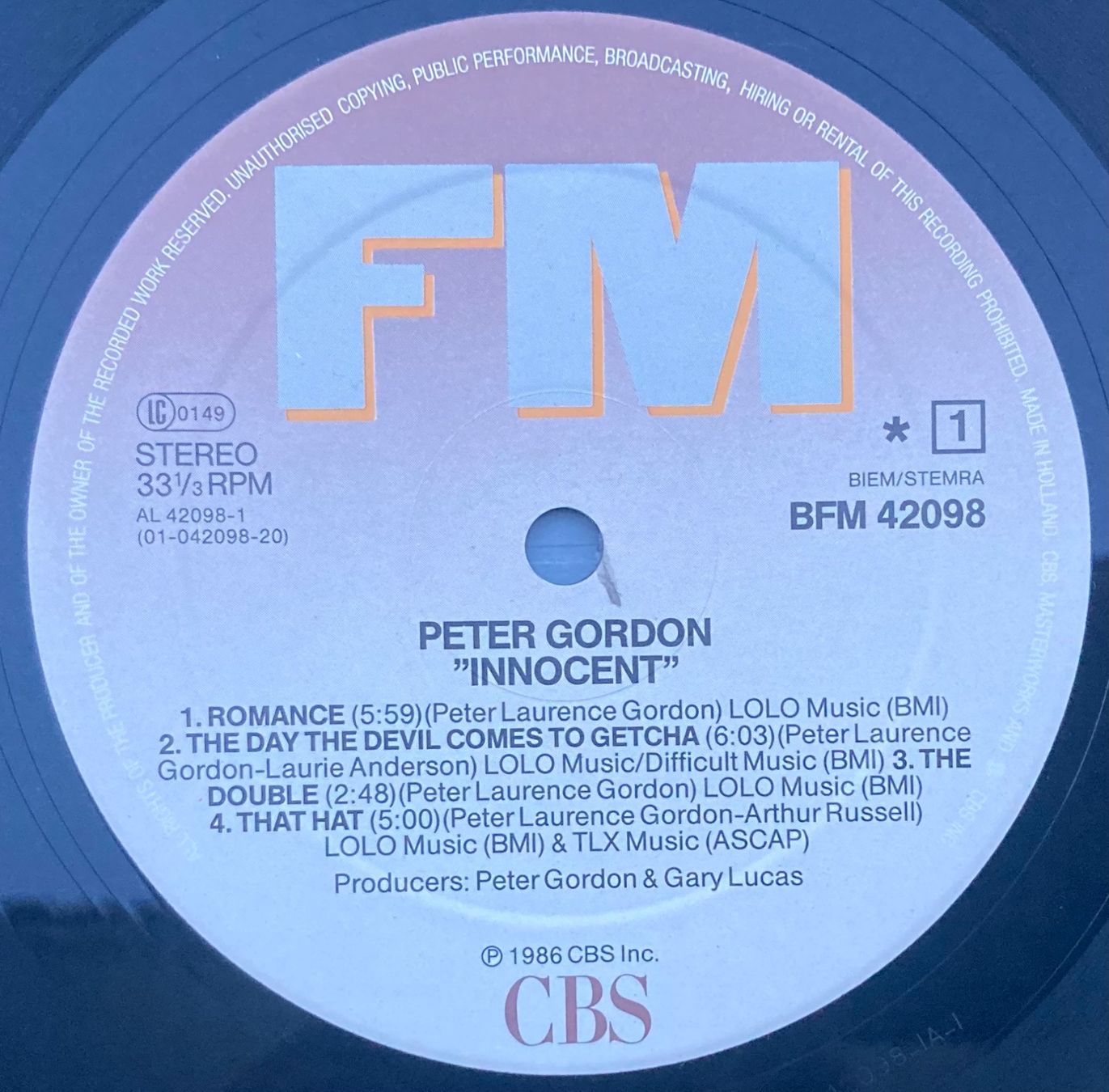 Vinyles: PETER GORDON - INNOCENT – D'occasion à Poliez-Pittet par Newtown-Records 3