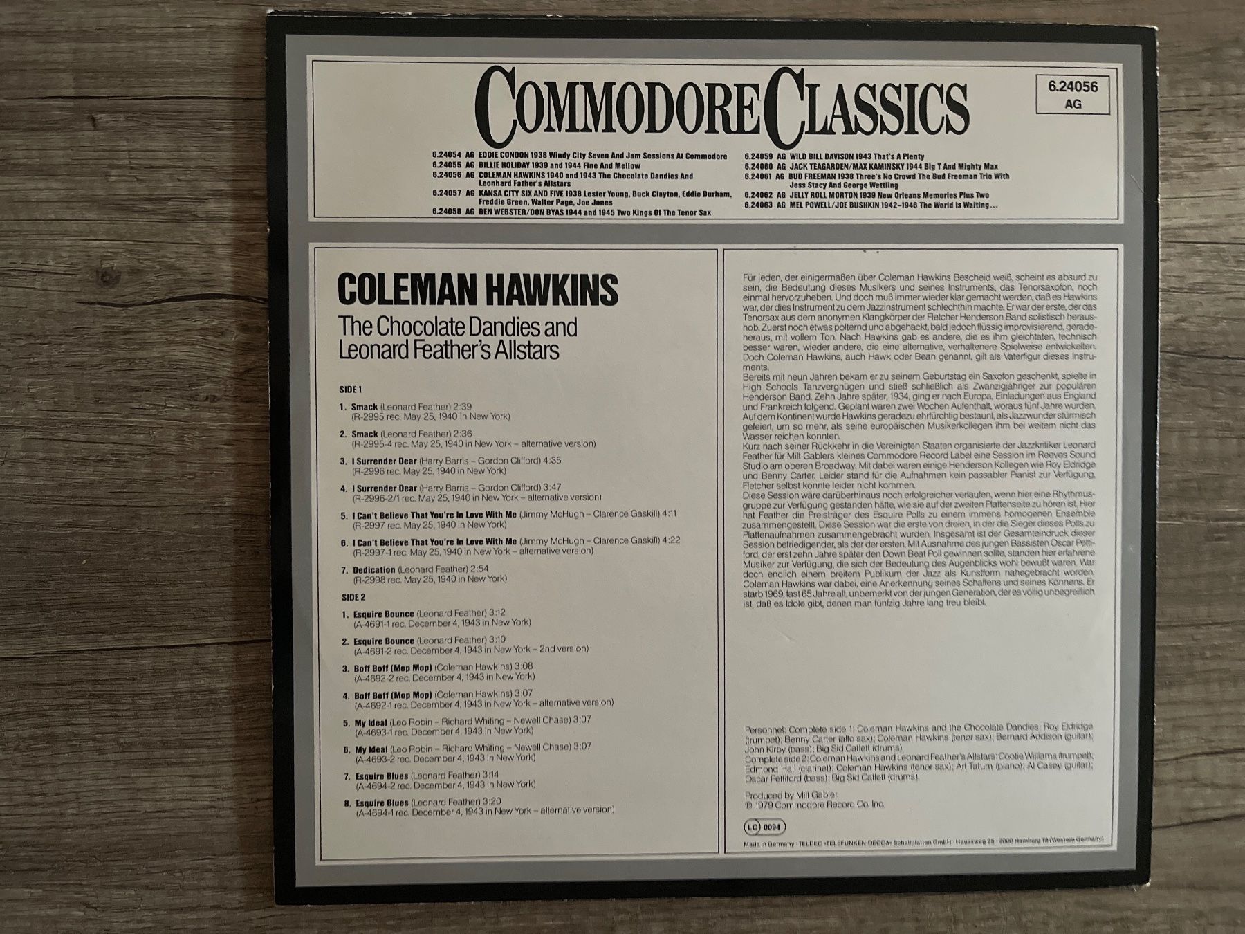 Dischi in vinile: S1266/Coleman Hawkins LP, Commodore Classics – Usato da Frutigen venduto da Philippe_jsp 1
