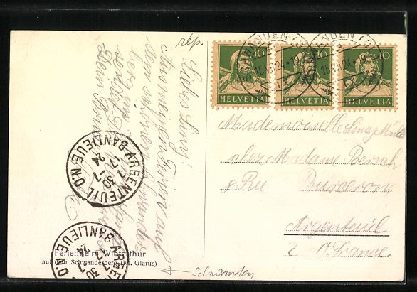 Cartoline postali: Schwanden, Bergpanorama mit Blick auf ei – Usato da Berlin venduto da bartko-reher 1