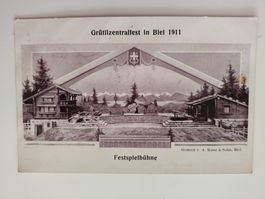 Grütlizenralfest in Biel 1911, offizielle Postkarte.