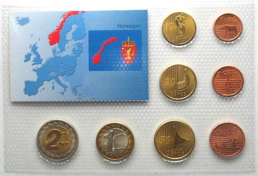 Tutti le monete: NORWEGEN Euro Probesatz 2004 KMS ESSAI - PATTERN - PROBE st – Usato da Riehen venduto da sesambestcoins2004 1