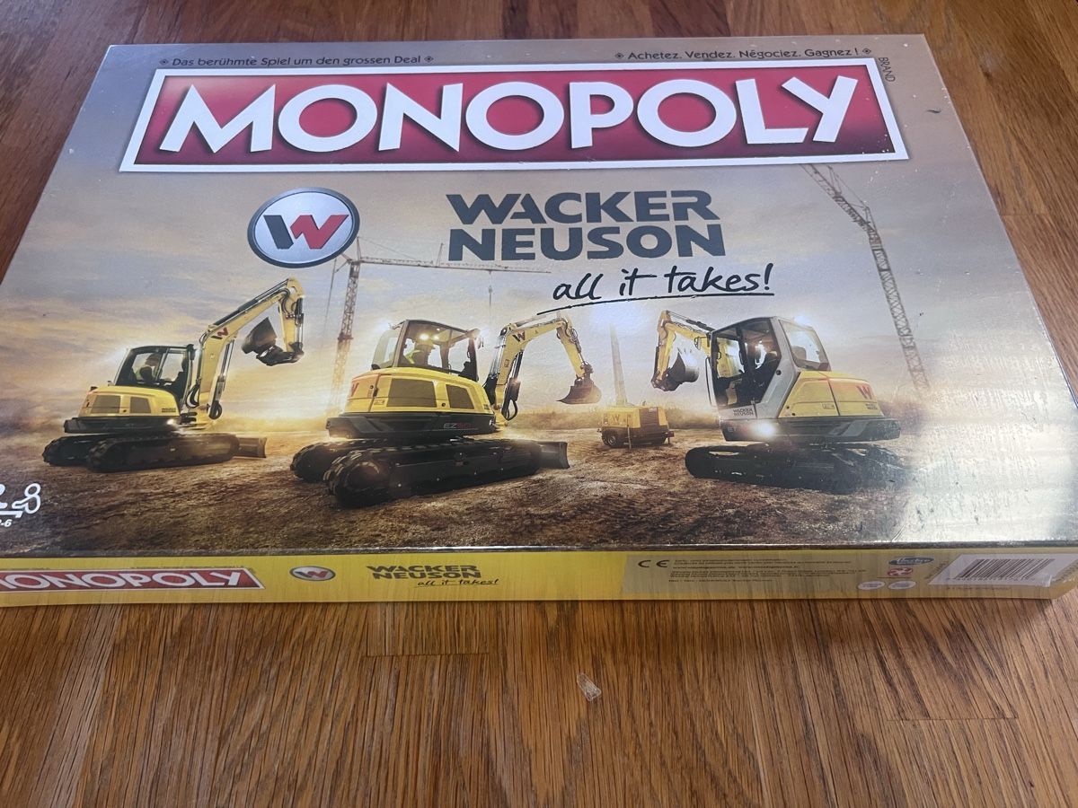 Hasbro Giochi: Monopoly Wacker Neuson Edition Brettspiel neuwertig – Nuovo e nell'imballaggio originale da Pfäffikon ZH venduto da Sandra07000