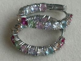 Luxus Elegante Creolen Ohrstecker Multicolore Silberfarben