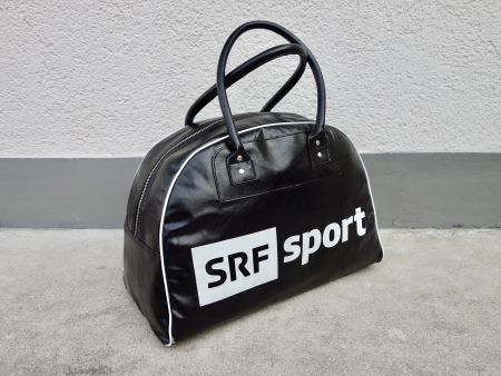 schwarze SRF SPORT Tasche Retro Sporttasche Vintage