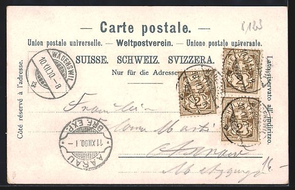 Cartoline postali: Waedensweil, Ortsansicht aus der Vogelsc – Usato da Berlin venduto da bartko-reher 1