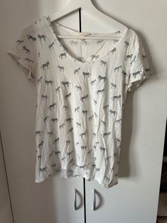 Damen T-Shirt Esprit Zebra Muster Weiss Grösse XS