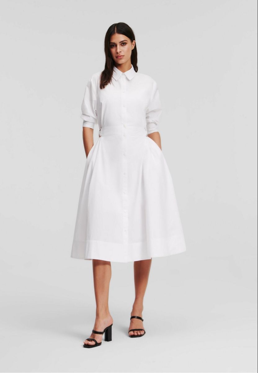 Karl Lagerfeld Vestiti: Karl Lagerfeld Hemdblusenkleid Weiss Baumwolle Gr. 36 – Nuovo (secondo la descrizione) da Steinhausen venduto da Marmottarosa