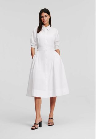 Karl Lagerfeld Hemdblusenkleid Weiss Baumwolle Gr. 36