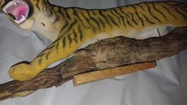 Stofftiger mit Holz, ca. 50cm, Rarität,
