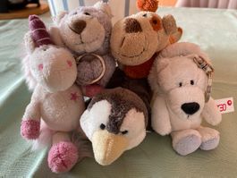 5 petites peluches + portefeuille bandoulière NICI