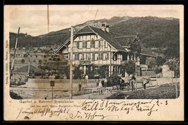 AK Brenzikofen, Gasthof zum Bahnhof an der elektrischen Bahn