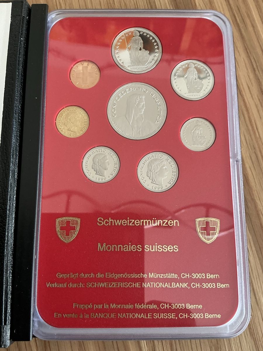 Tutti le monete: Schweizer Muenzensatz 1990 Polierte Platte mit OVP – Nuovo e nell'imballaggio originale da Basel venduto da triniswiss68 5