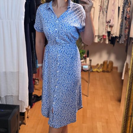 Hellblaue geblümte Midi Kleid 38/40 & 40  romantisch
