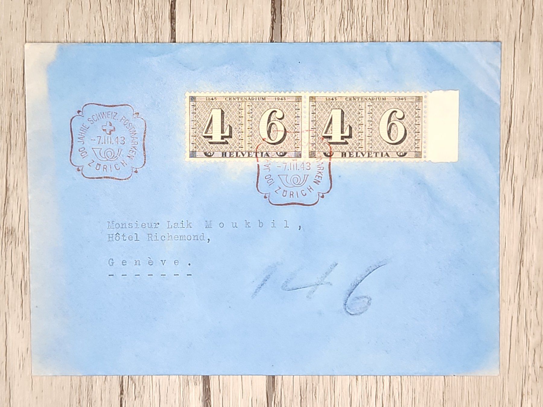 Alle Briefmarken: CL07 Enveloppe + Timbre Suisse 1943 – Gebraucht aus Cousset von Patrick_Collections
