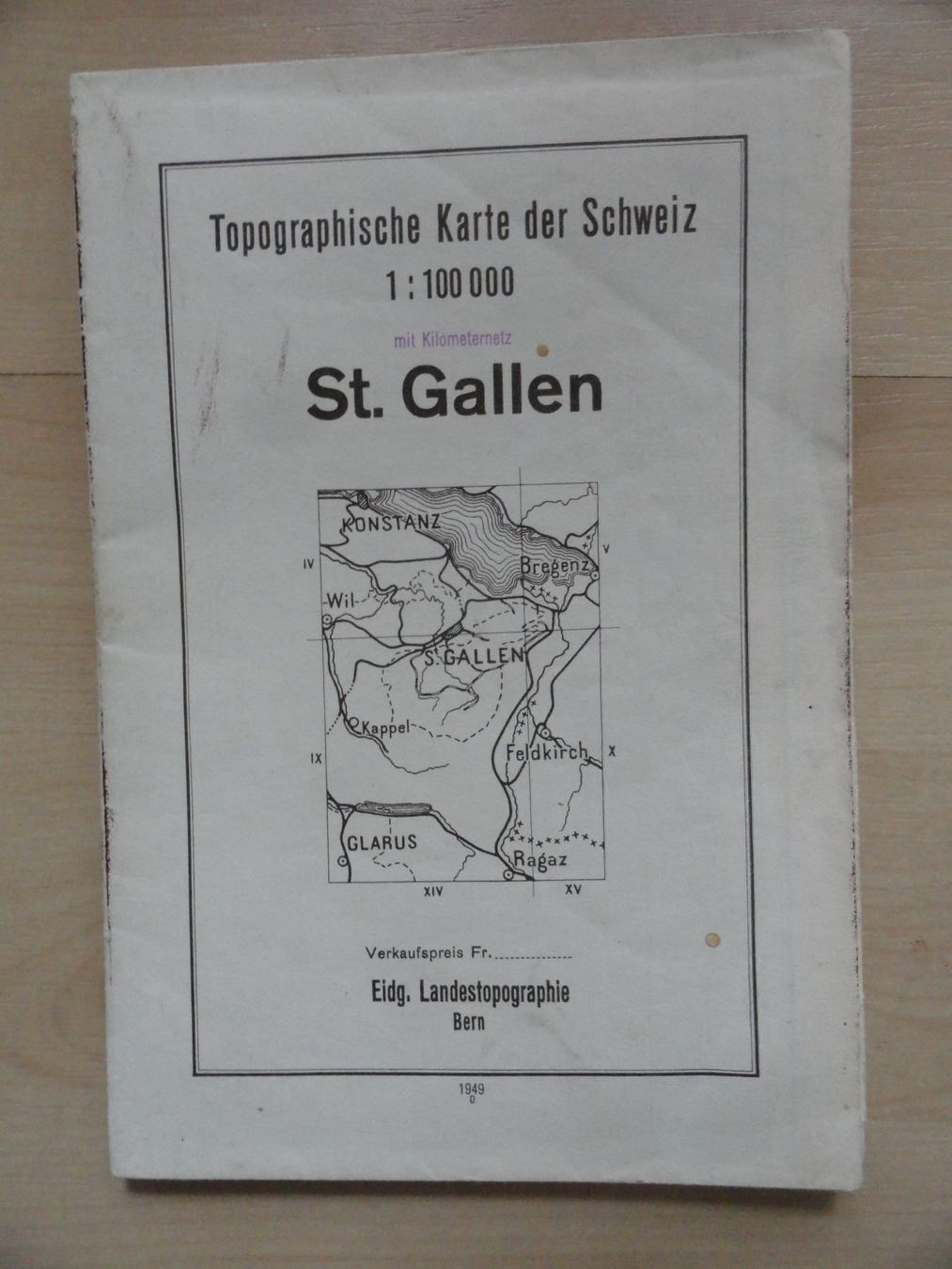 Cartine & Atlanti: Alte Schraffenkarte  ST.GALLEN  1949 – Usato da Wettingen venduto da Ecaramel
