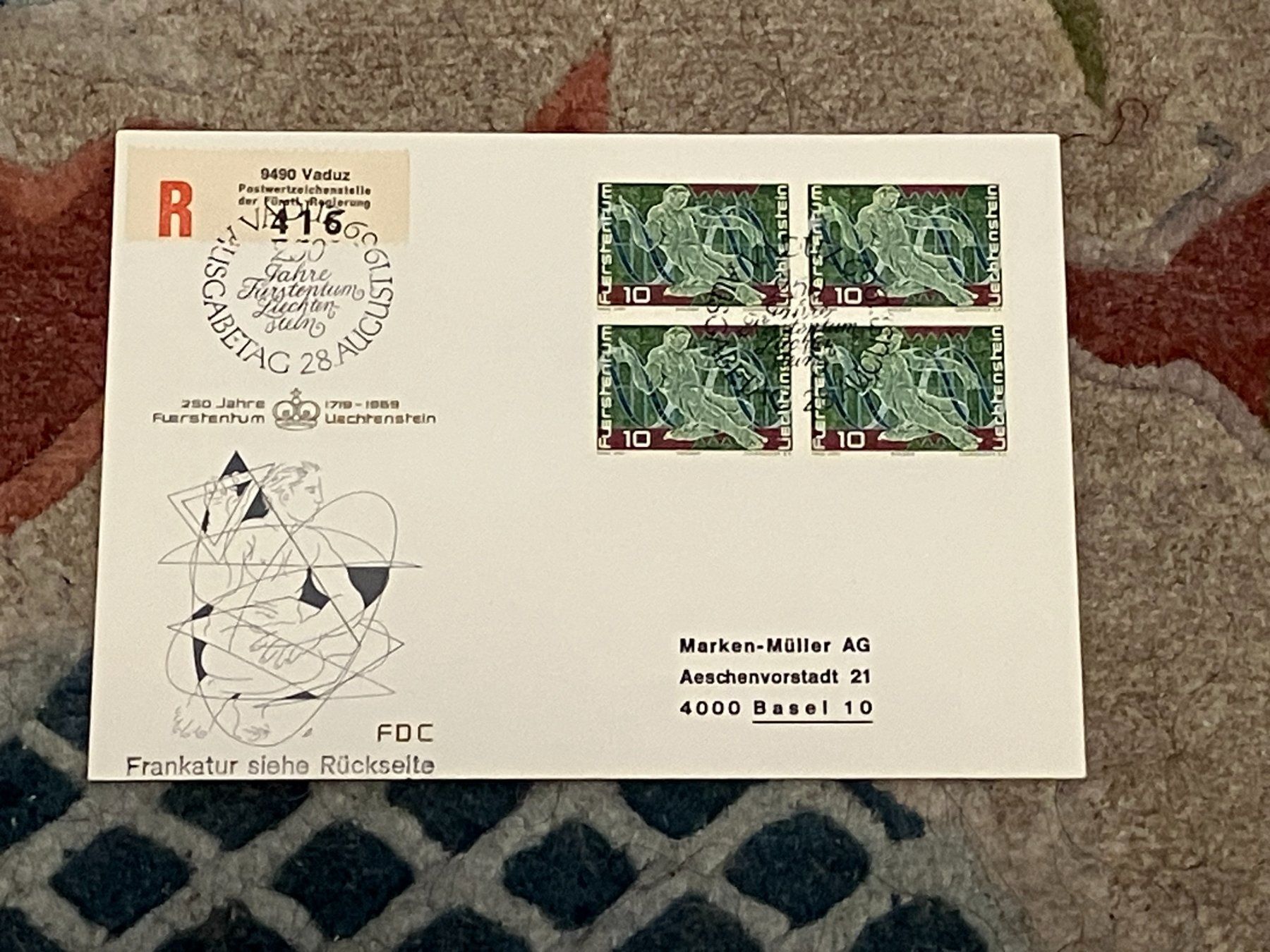 Alle Briefmarken: 1 Erstagsbrief LI Einschreiben Viererblock 1969 – Neu (gemäss Beschreibung) aus Koblenz von Markenhimmel