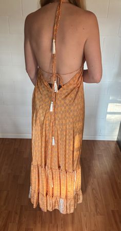 Kleid Sommerkleid orange geblümt Grösse S-L