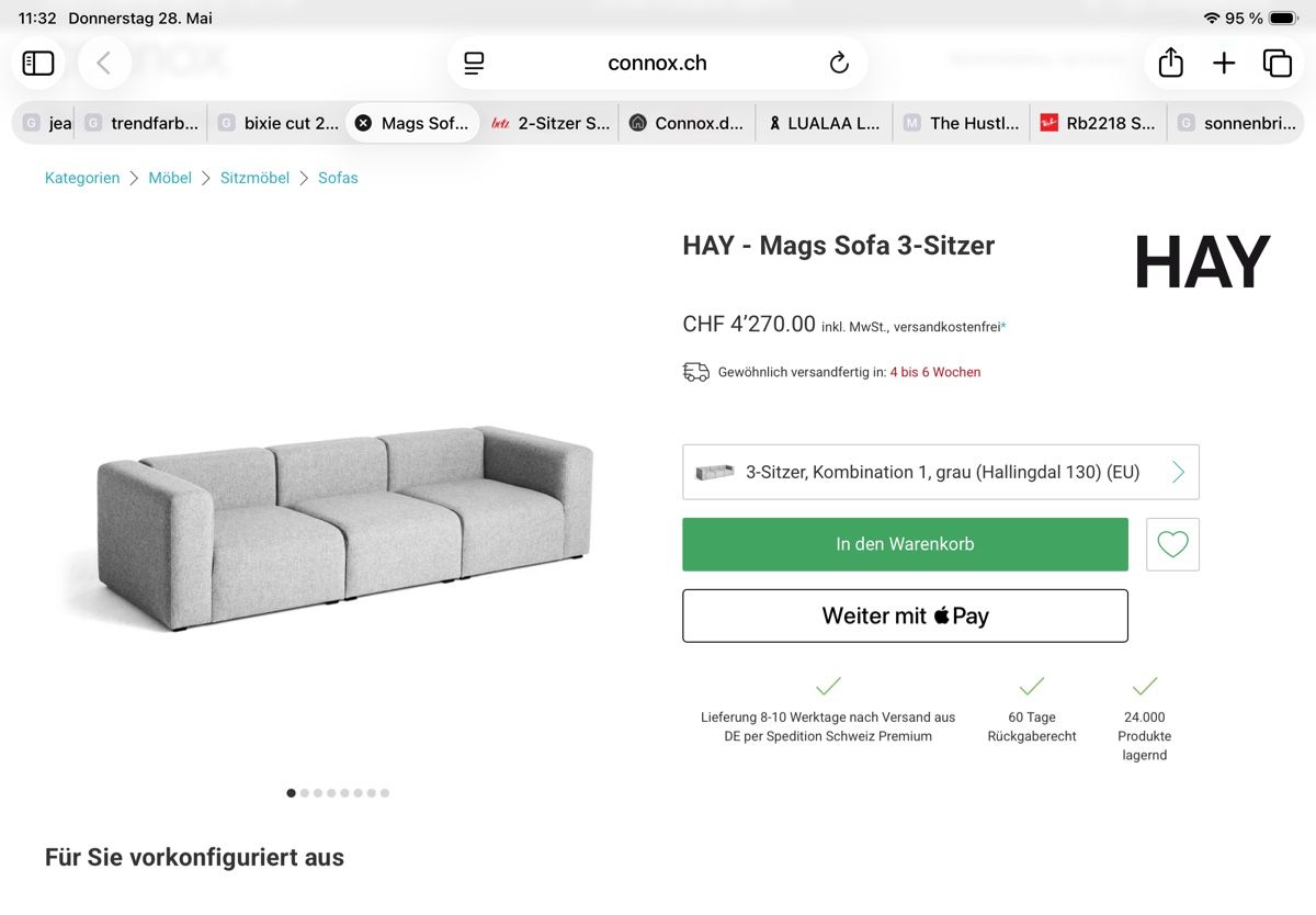 Hay Divani: Hay Mags 3er oder 2er Sofa mit Sessel grau – Usato da Basel venduto da goofy2011 5