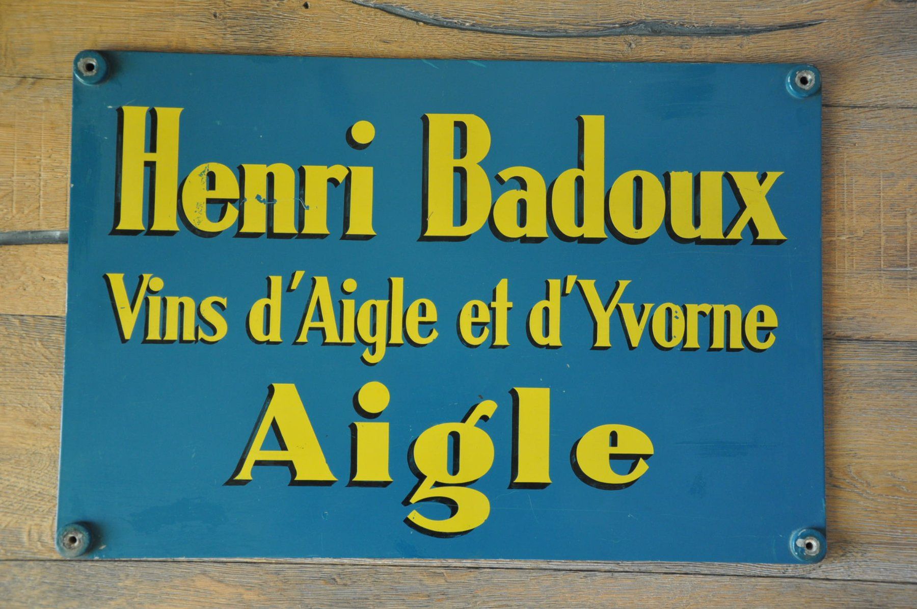 Insegne: Blechschild Henri Badoux Aigle – Usato da Römerswil LU venduto da Fieldhome