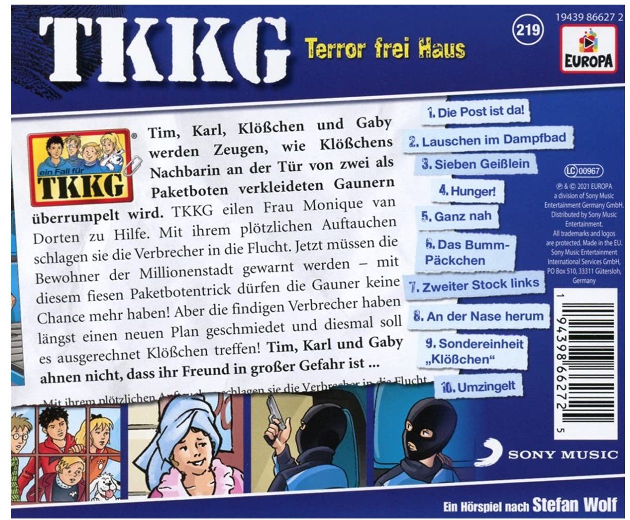 CD: TKKG Folge 219  Terror Frei Haus  CD – Nuovo e nell'imballaggio originale da Männedorf venduto da Molum 1