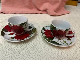 2 tazzine fiorate con piattini