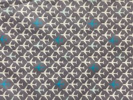 Tissu coton gris imprimé avions