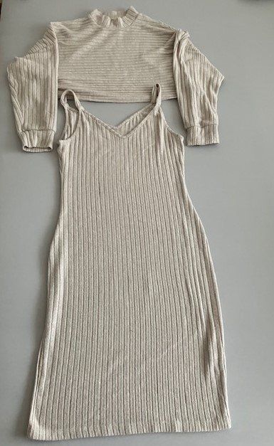 Shein Kleider: Robe pull côtelée beige, ensemble deux pièces, taille 38 – Gebraucht aus Marin-Epagnier von rchouchouu 1
