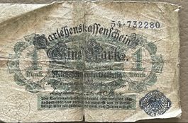 1 Mark Darlehenskassenschein 1914 used