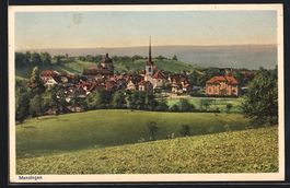 AK Menzingen, Teilansicht mit Kirche