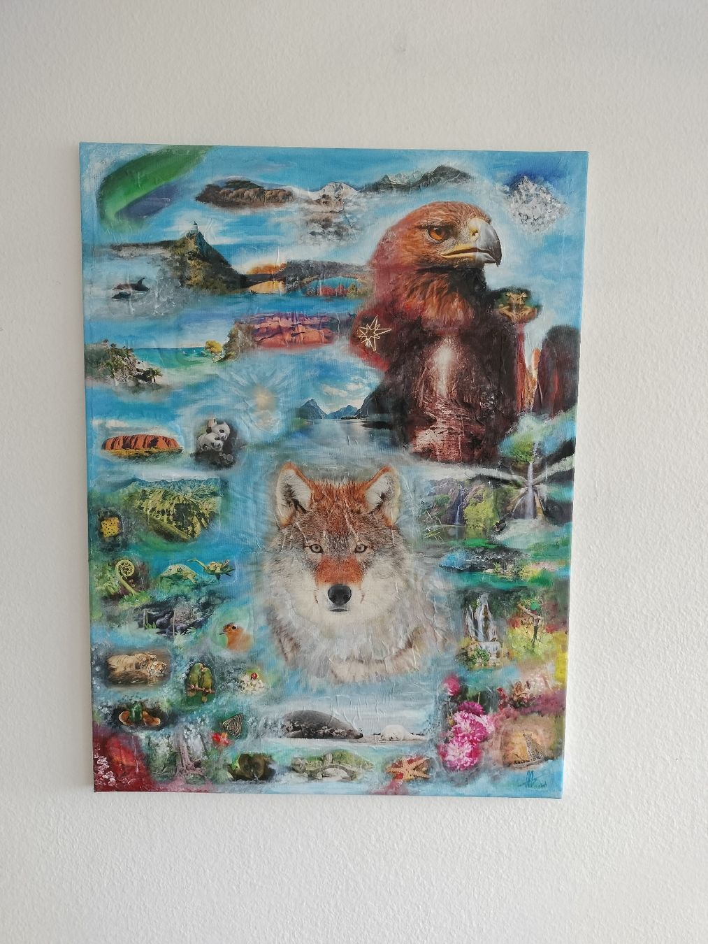 Dipinti: Einzigartiges Gemälde mit Wolf und Adler - Blickfang! – Usato da Zug venduto da Fristeiler