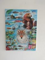 Einzigartiges Gemälde mit Wolf und Adler - Blickfang!