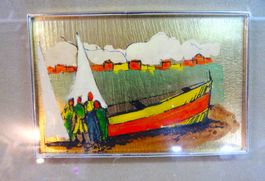Goldbild 23Kt., dipinto a mano, Unikat gerahmt