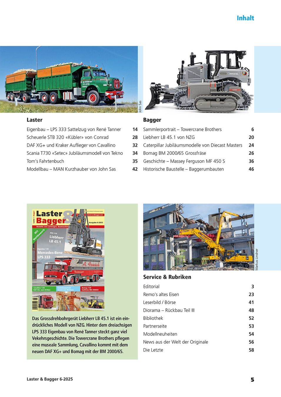 Riviste & Magazine: Laster & Bagger 6-2025 – Nuovo e nell'imballaggio originale da Urtenen-Schönbühl venduto da BAGGERMODELLE 1