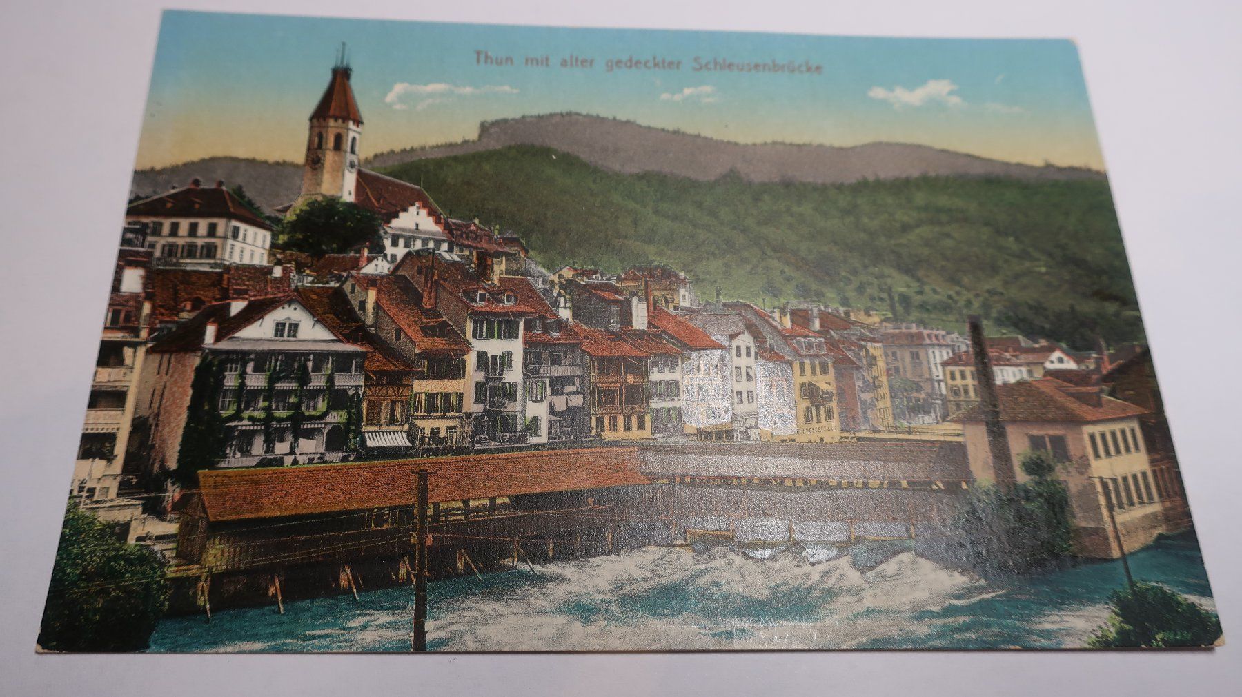 Ansichtskarten: Thun mit alter gedeckter Schleusenbrücke – Gebraucht aus Cormoret von Pascalll2001 2