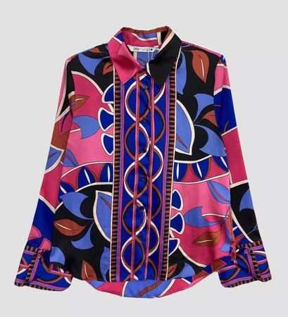 Zara Satin Bluse mit Muster