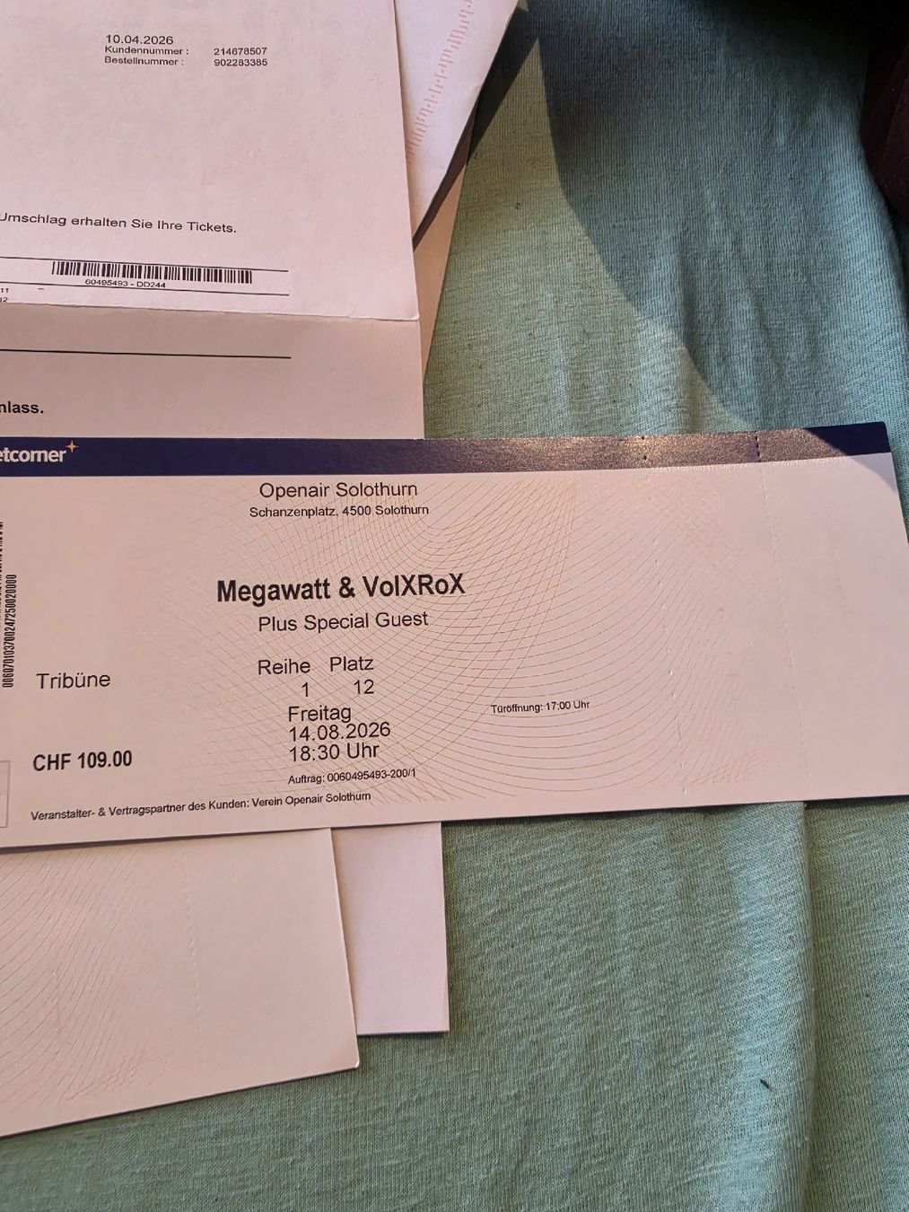 Biglietti: megawatt Open air solothurn 14.8.26 – Nuovo e nell'imballaggio originale da Balsthal venduto da 2010maus 1