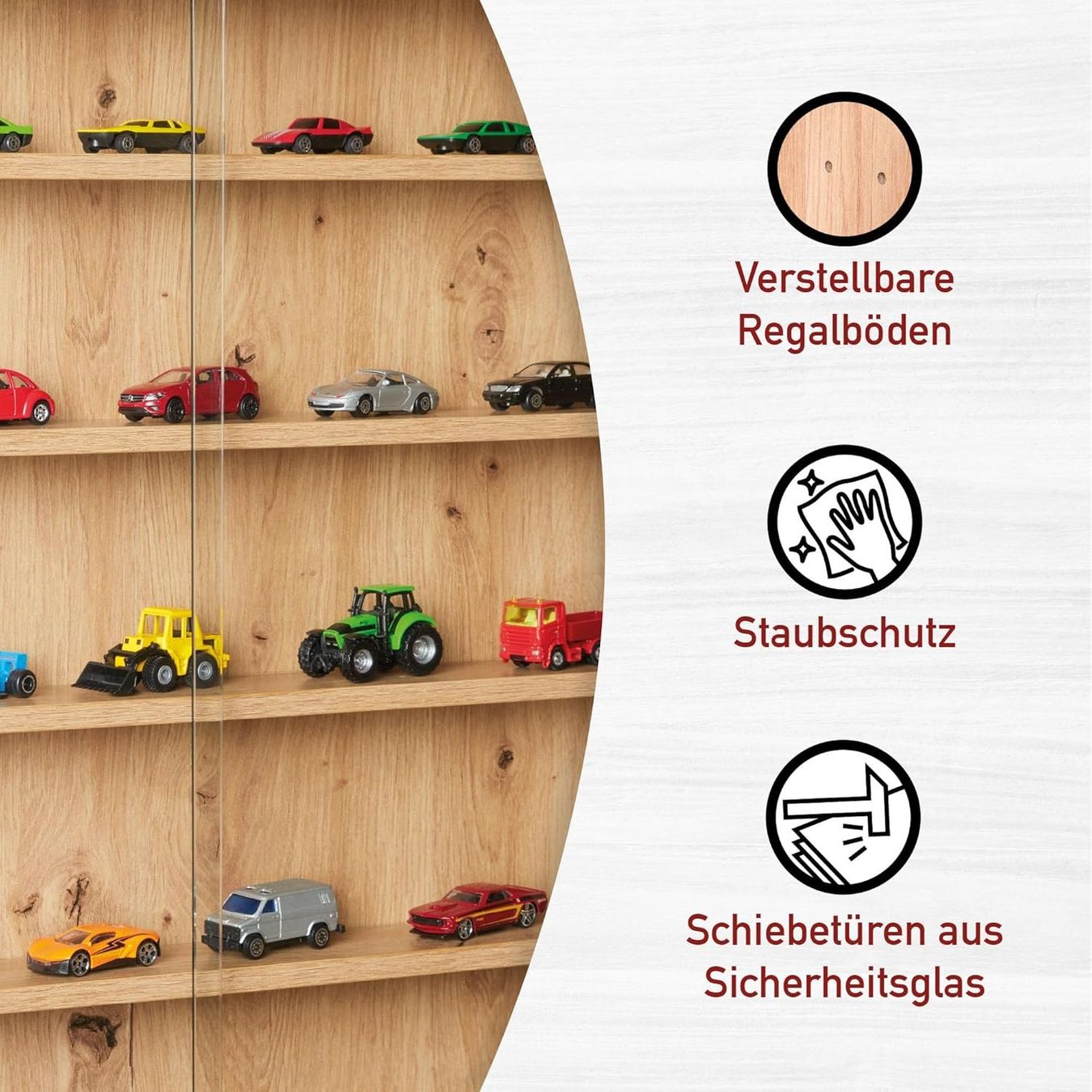 Vetrine: Sammlervitrine, Hängevitrine, Wandregal, Glasvitrine - Eiche – Nuovo e nell'imballaggio originale da Fislisbach venduto da IboTrade 4