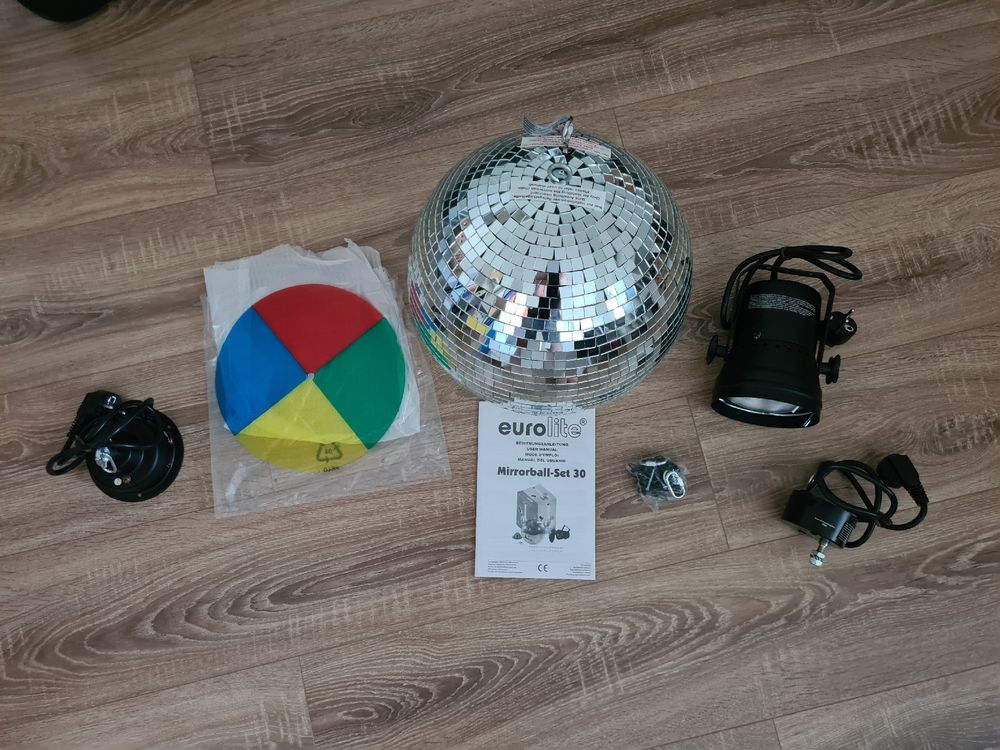 Discokugel-Set 30cm mit zwei Motoren, Spot & Zubehör (Neu (gemäss ...