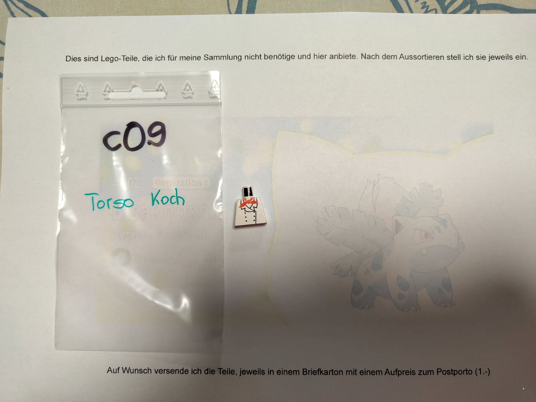 Lego Kit di costruzioni: Legofigur Torso  zu Kochfigur /C09 – Usato da St. Gallen venduto da Bisaknosp
