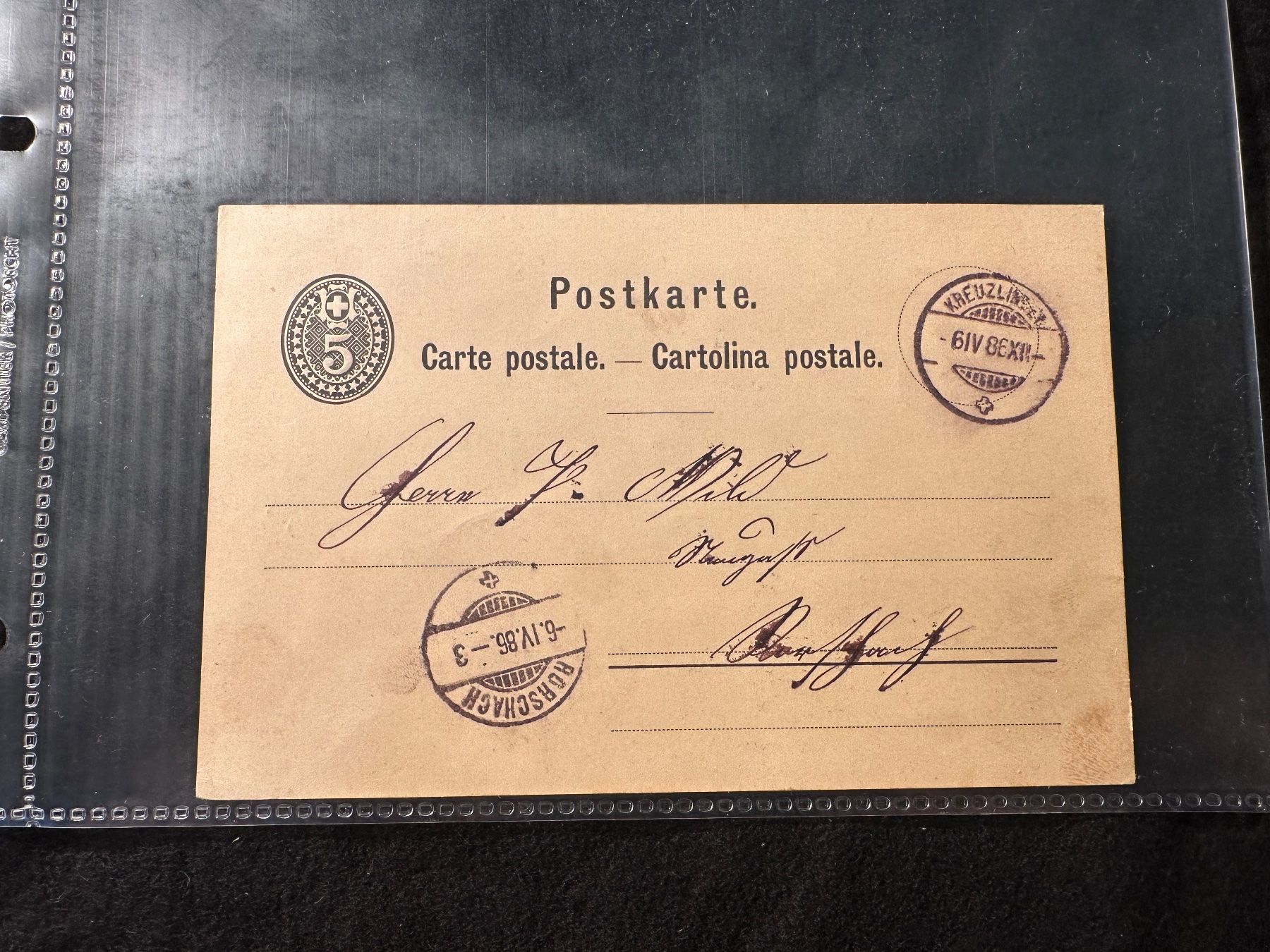 Tutti i francobolli: Postkarte 1886 Kreuzlingen Rorschach – Usato da Stettfurt venduto da 2442